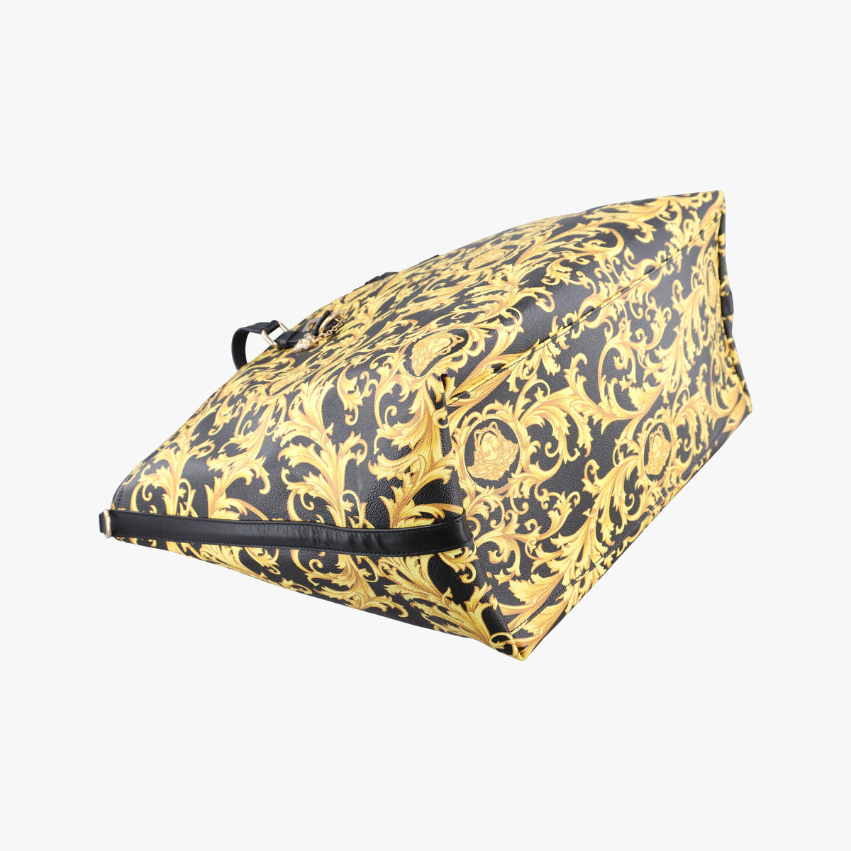 Pre-owned VERSACE Barocco Print Black×Yellow Leather  shoulderbag | stylenewstar