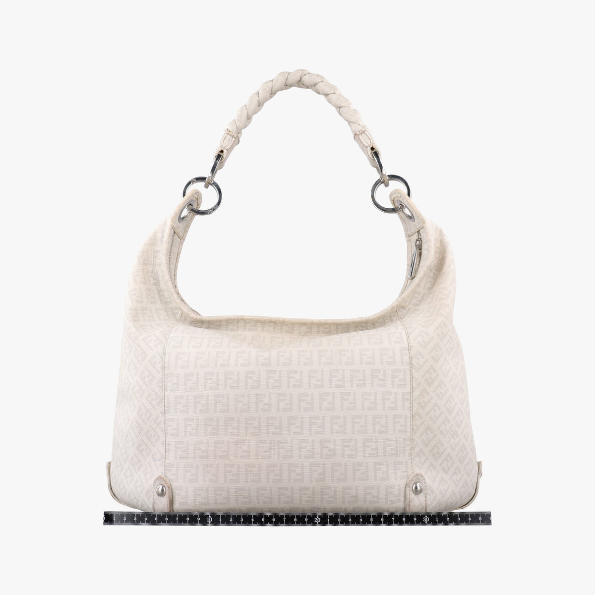 Pre-owned Fendi Zucchino White PVC coated canvas 8BR583 shoulderbag | stylenewstar