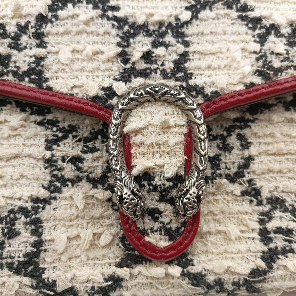 Secondhand Gucci Dionysus Ivory × Red × Black Tweed×Leather 401231 shoulderbag | stylenewstar
