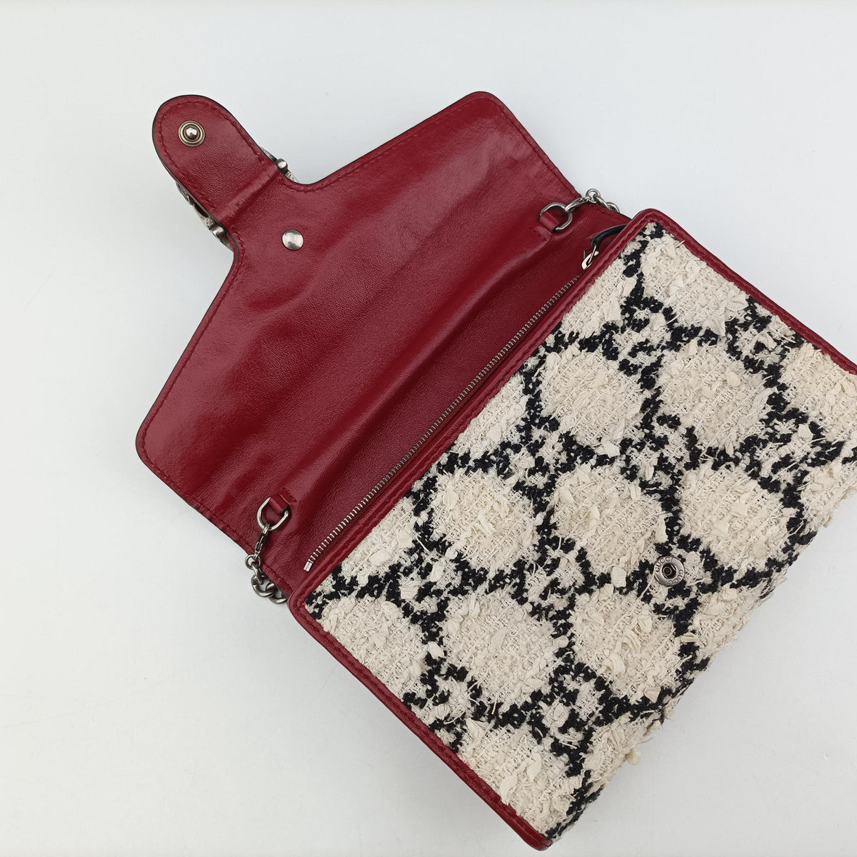Secondhand Gucci Dionysus Ivory × Red × Black Tweed×Leather 401231 shoulderbag | stylenewstar