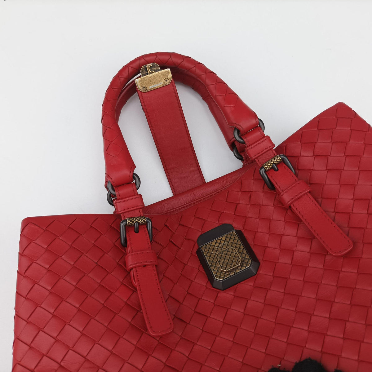 Pre-owned Bottega Veneta Roma Intrecciato Red lambskin  shoulderbag | stylenewstar