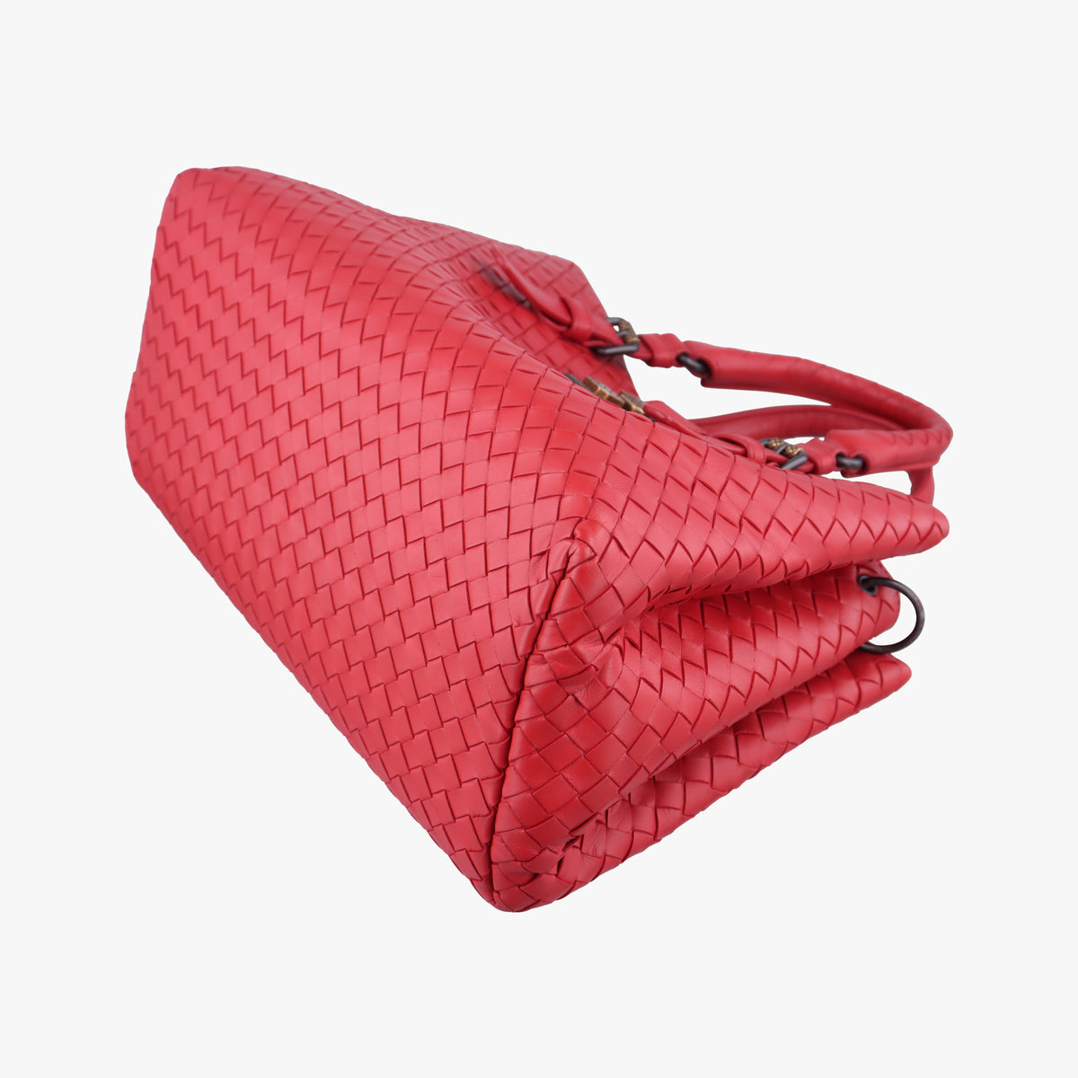 Pre-owned Bottega Veneta Roma Intrecciato Red lambskin  shoulderbag | stylenewstar