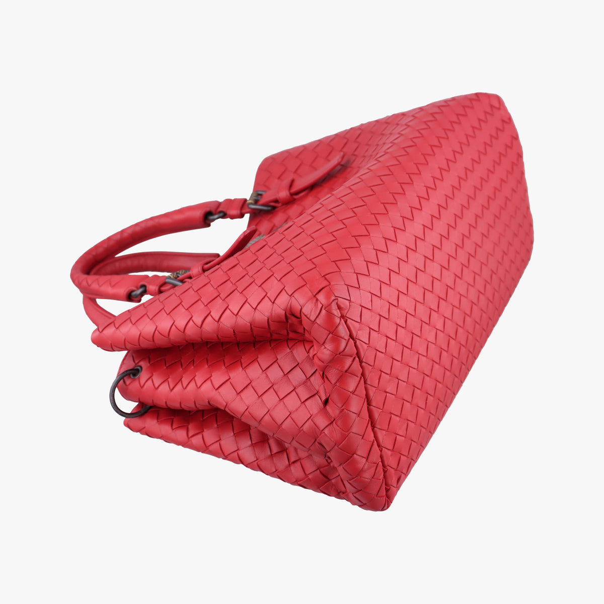 Pre-owned Bottega Veneta Roma Intrecciato Red lambskin  shoulderbag | stylenewstar