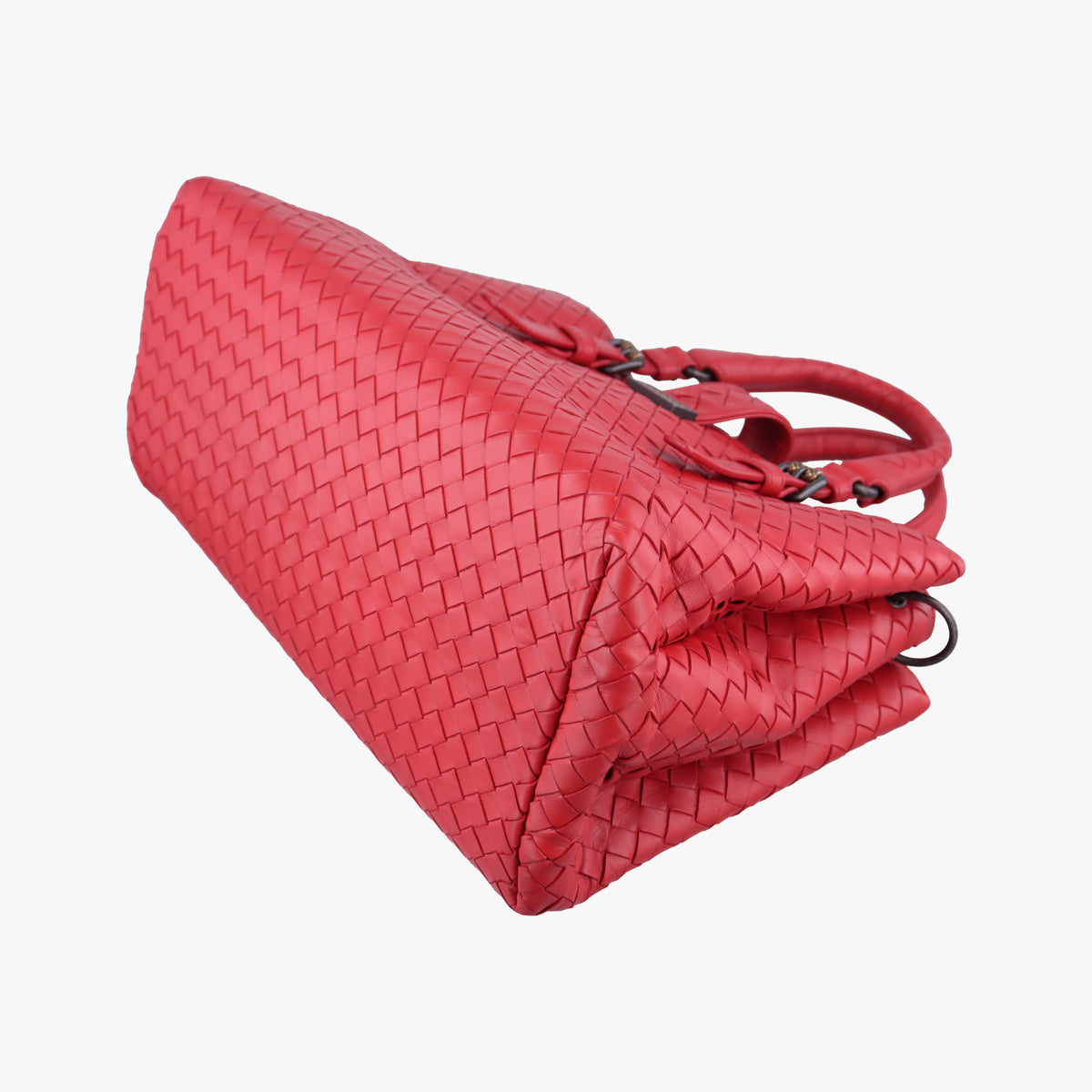 Pre-owned Bottega Veneta Roma Intrecciato Red lambskin  shoulderbag | stylenewstar