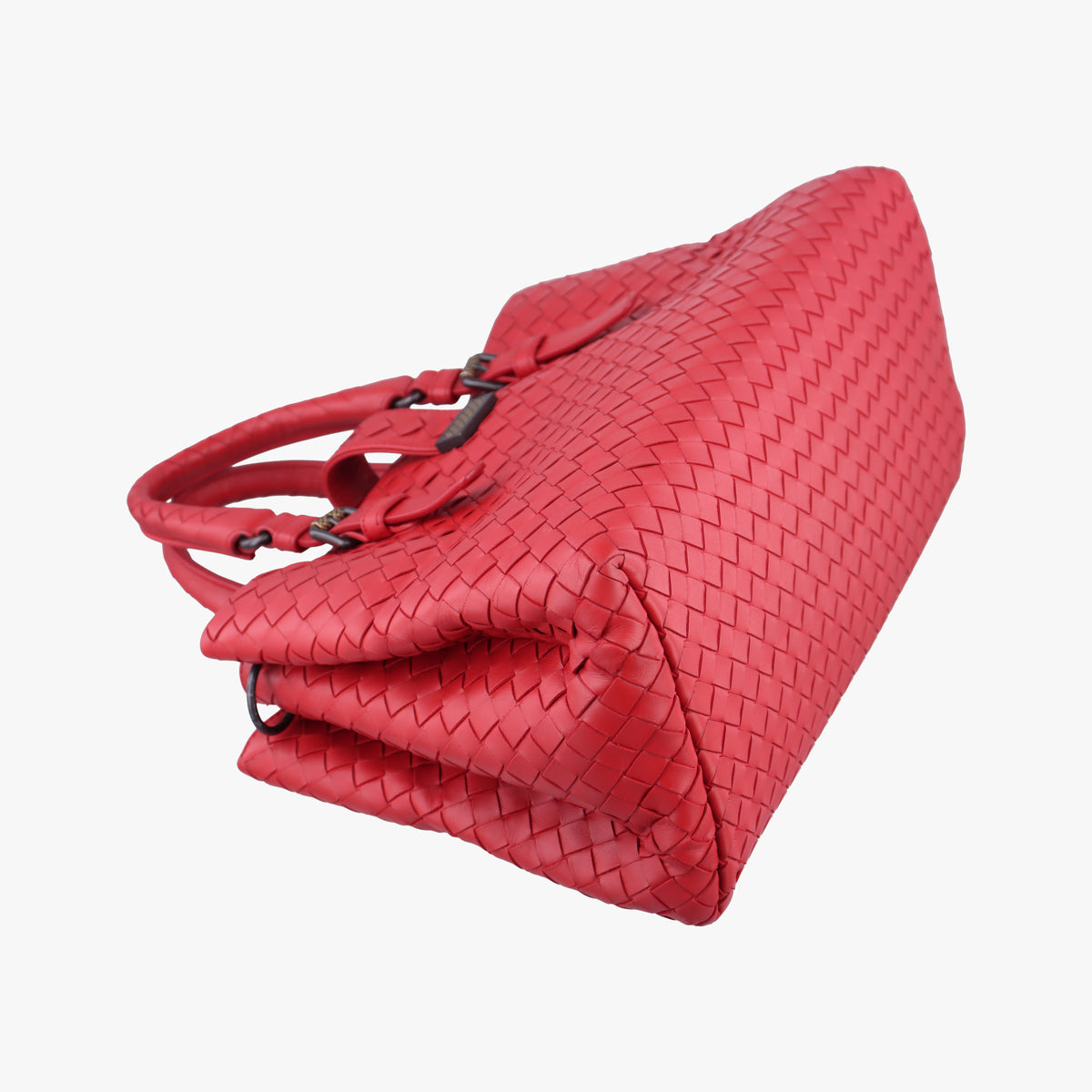 Pre-owned Bottega Veneta Roma Intrecciato Red lambskin  shoulderbag | stylenewstar