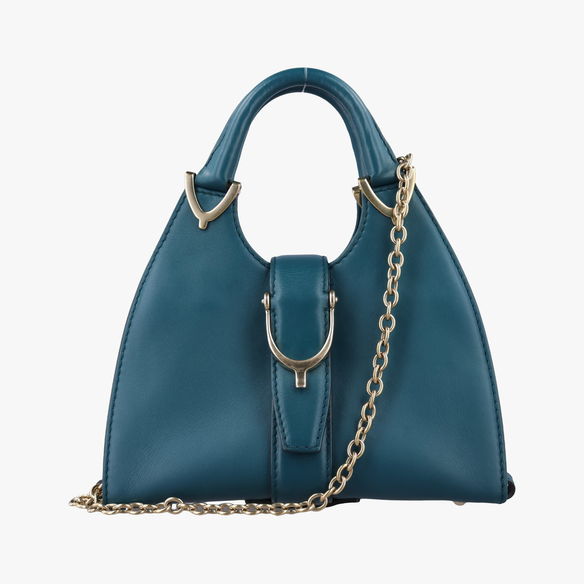 Pre-owned Gucci Stirrup Blue Leather 277515 shoulderbag | stylenewstar