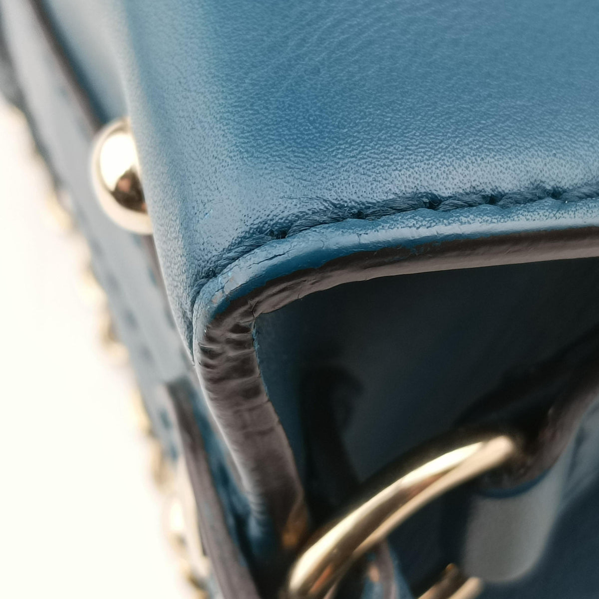Pre-owned Gucci Stirrup Blue Leather 277515 shoulderbag | stylenewstar