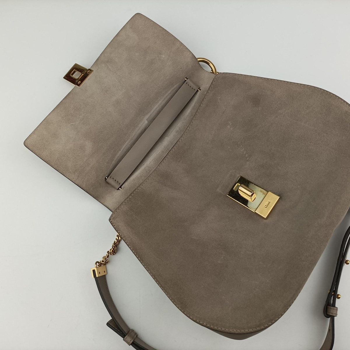 Pre-owned Chloe DREW Grey Leather × suede  shoulderbag | stylenewstar