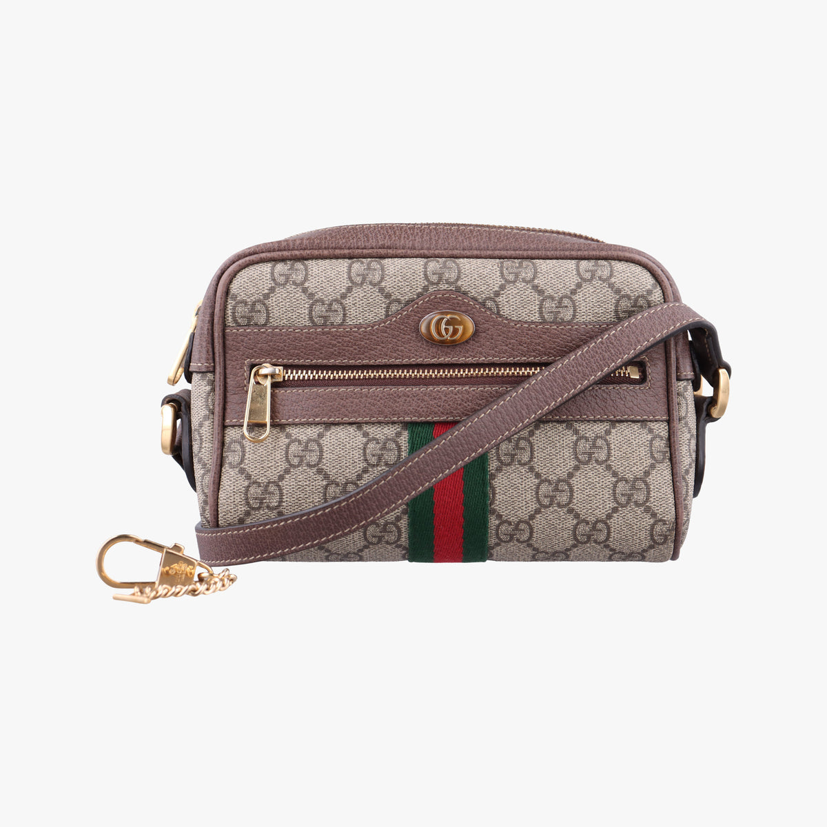 Secondhand Gucci OPHIDIA Brown×red×green PVC coated canvas 517350 shoulderbag | stylenewstar