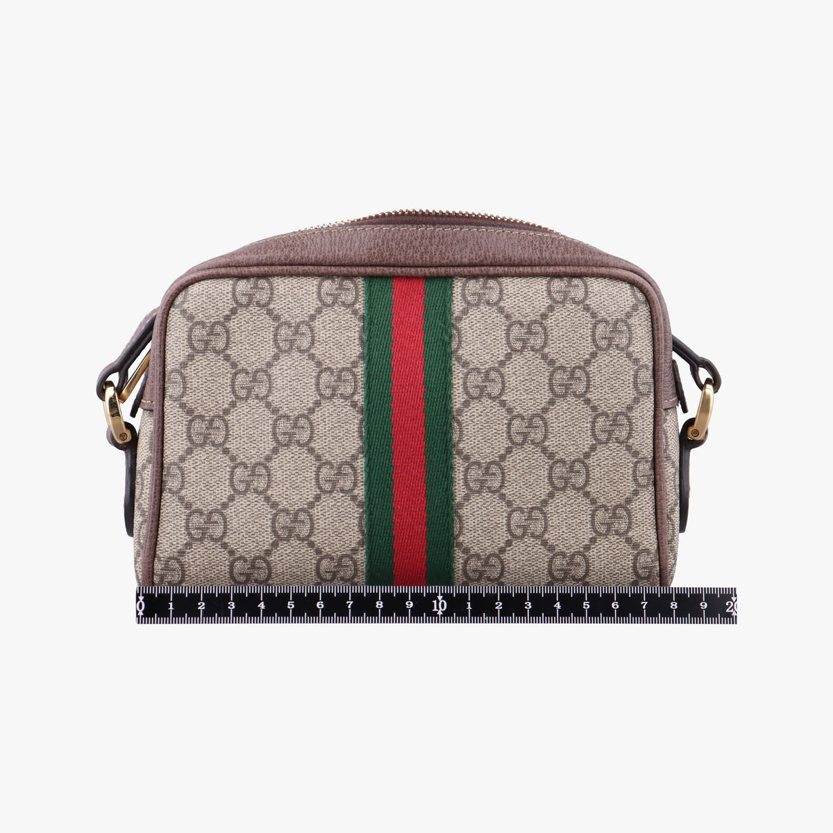 Secondhand Gucci OPHIDIA Brown×red×green PVC coated canvas 517350 shoulderbag | stylenewstar