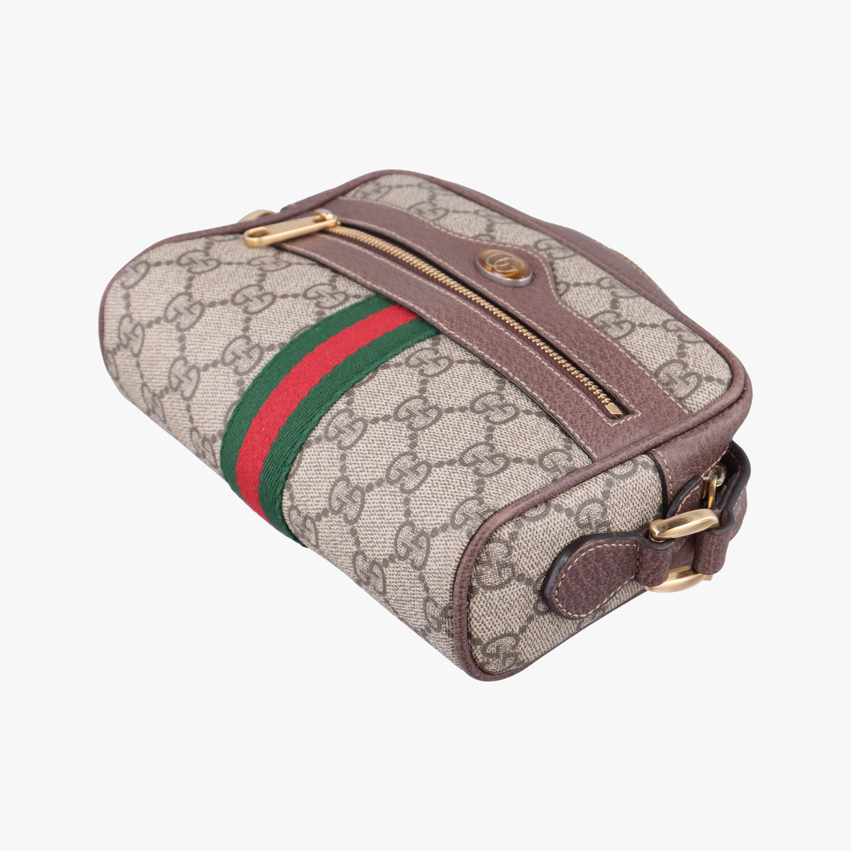 Secondhand Gucci OPHIDIA Brown×red×green PVC coated canvas 517350 shoulderbag | stylenewstar