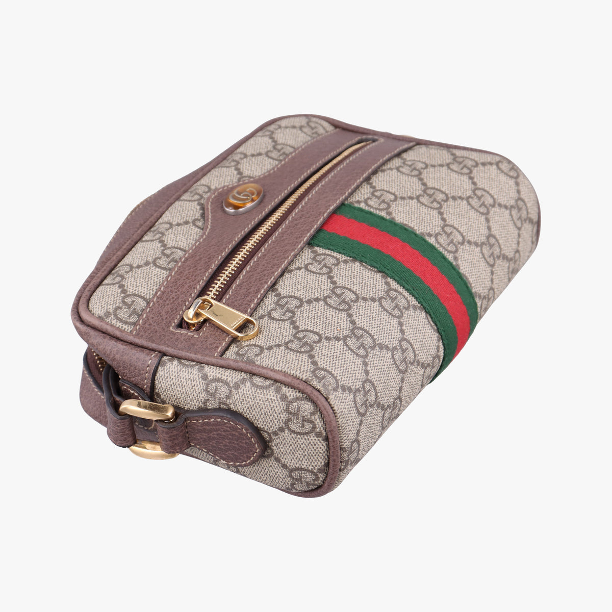 Secondhand Gucci OPHIDIA Brown×red×green PVC coated canvas 517350 shoulderbag | stylenewstar