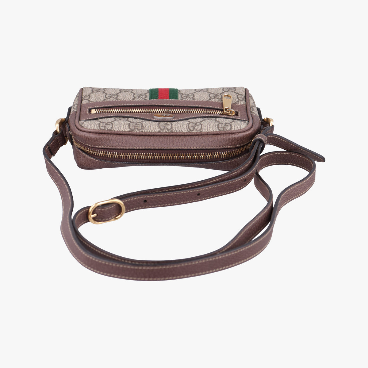Secondhand Gucci OPHIDIA Brown×red×green PVC coated canvas 517350 shoulderbag | stylenewstar