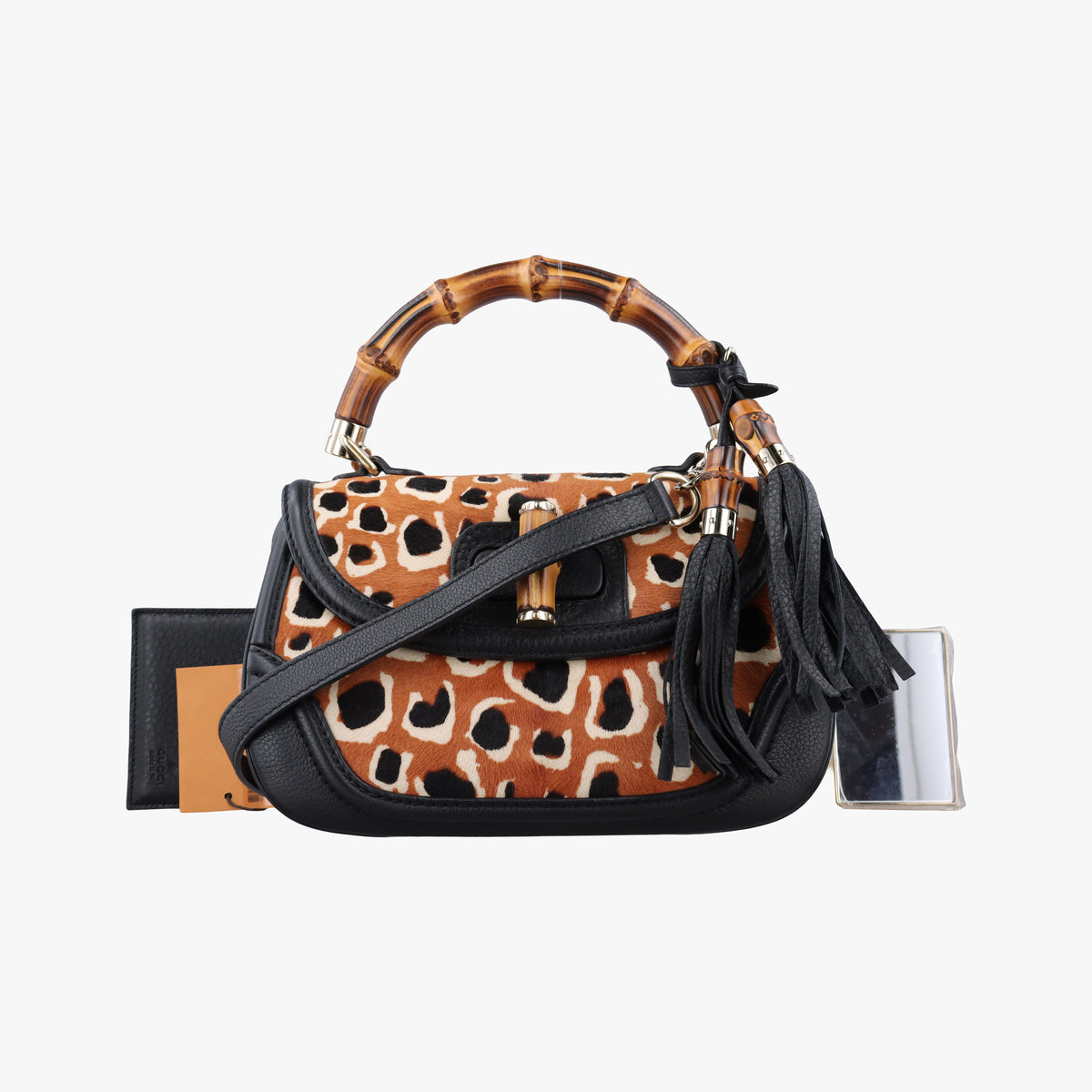 Pre-owned Gucci New Bamboo Multicolour ponyhair×leather 254884 shoulderbag | stylenewstar