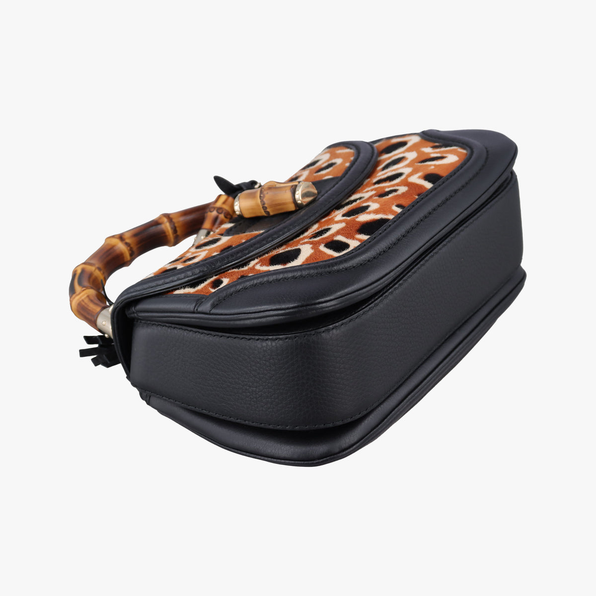 Pre-owned Gucci New Bamboo Multicolour ponyhair×leather 254884 shoulderbag | stylenewstar
