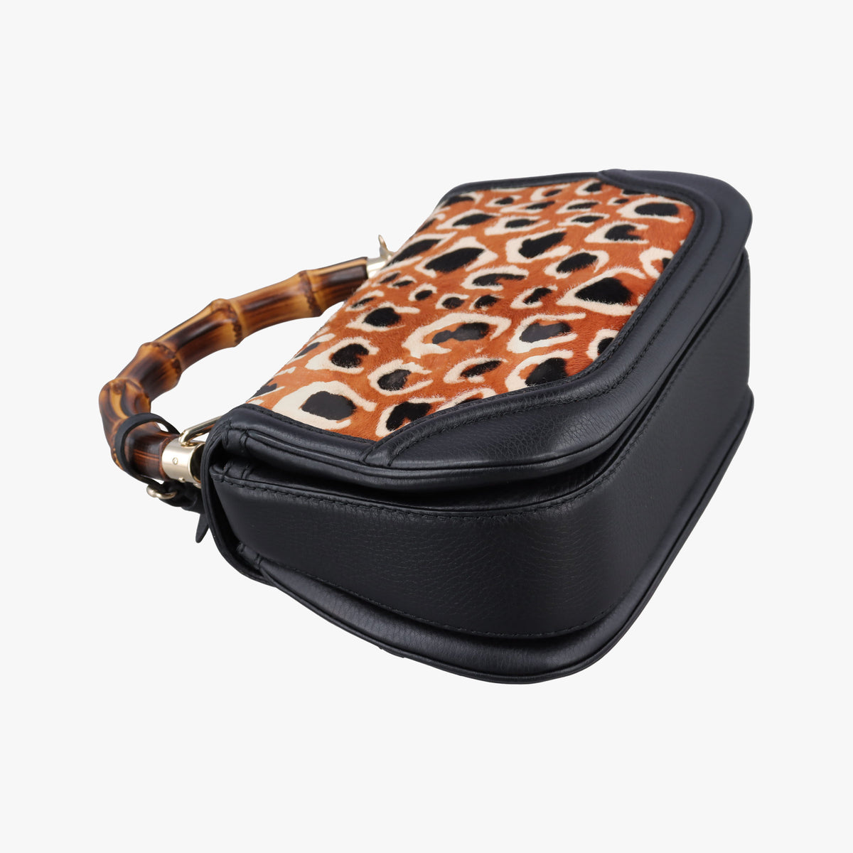 Pre-owned Gucci New Bamboo Multicolour ponyhair×leather 254884 shoulderbag | stylenewstar