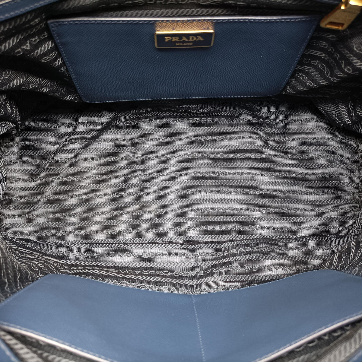 Pre-owned Prada Galleria Navy SAFFIANO Leather BN2274 handbag | stylenewstar