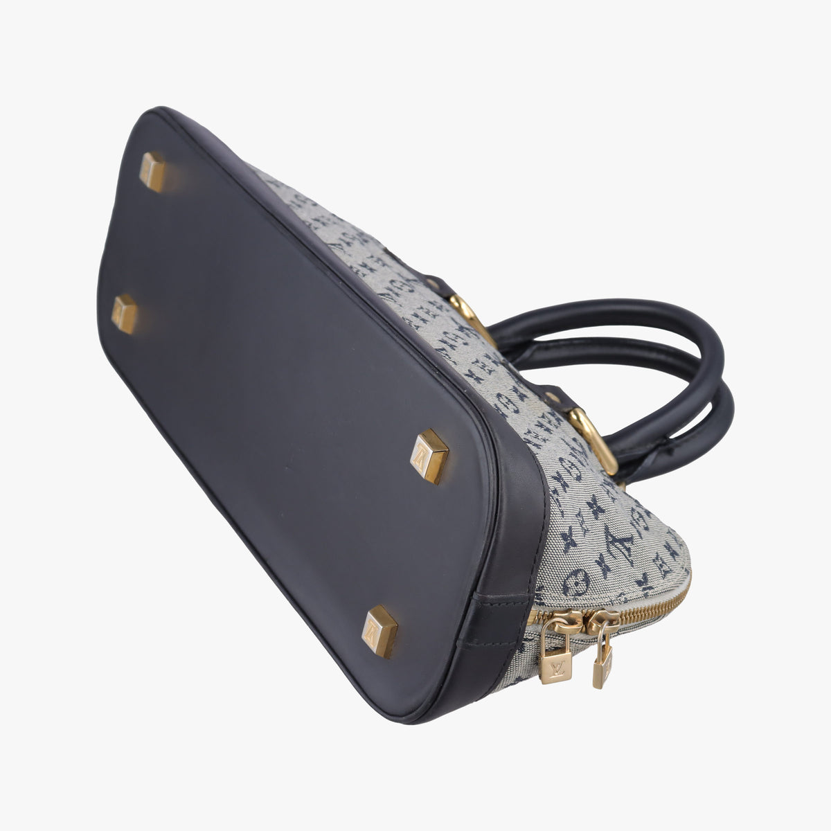 Vintage Louis Vuitton Monogram Mini Alma Long Navy × Gray Canvas × Leather M92303 handbag | stylenewstar