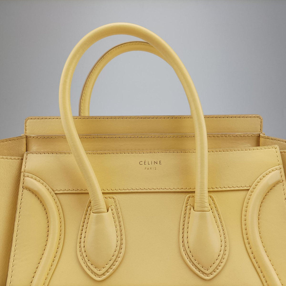 Pre-owned Celine Luggage Micro shopper Yellow Leather  handbag | stylenewstar