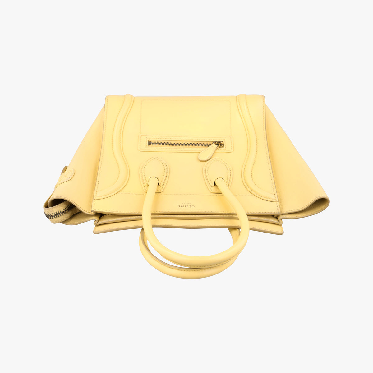 Pre-owned Celine Luggage Micro shopper Yellow Leather  handbag | stylenewstar