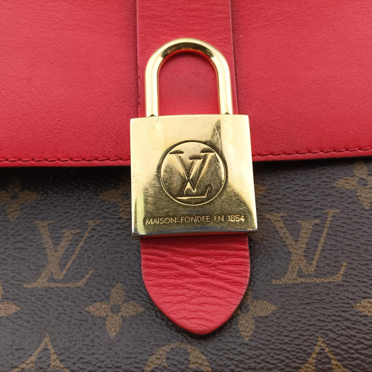 Pre-owned Louis Vuitton Locky BB Monogram/Brown×Coqulicot Monogram canvas×calf leather M44322 handbag | stylenewstar