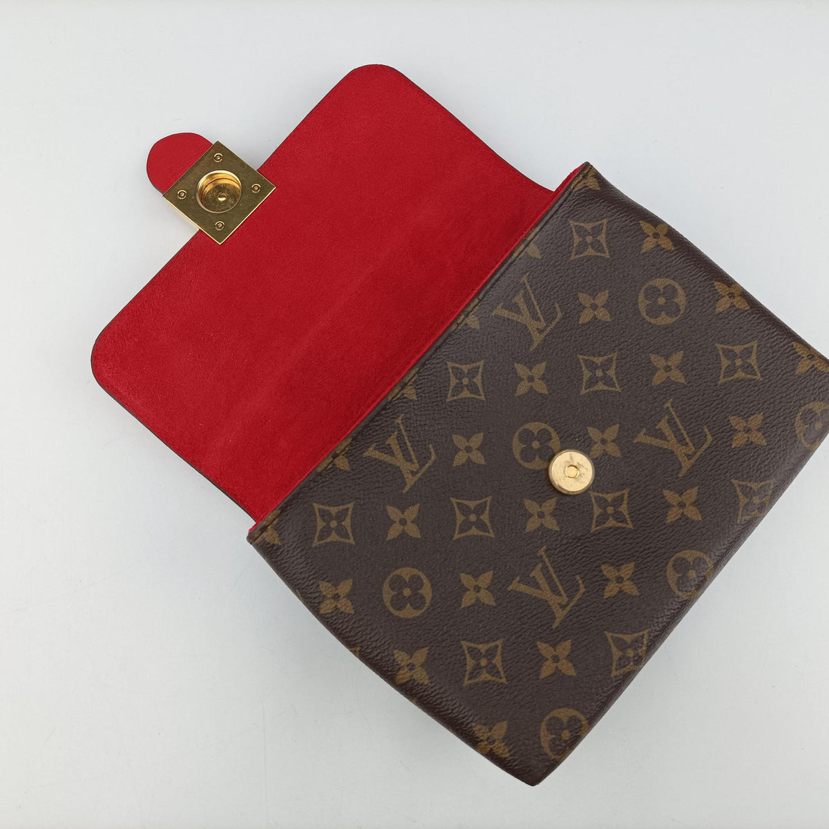 Pre-owned Louis Vuitton Locky BB Monogram/Brown×Coqulicot Monogram canvas×calf leather M44322 handbag | stylenewstar
