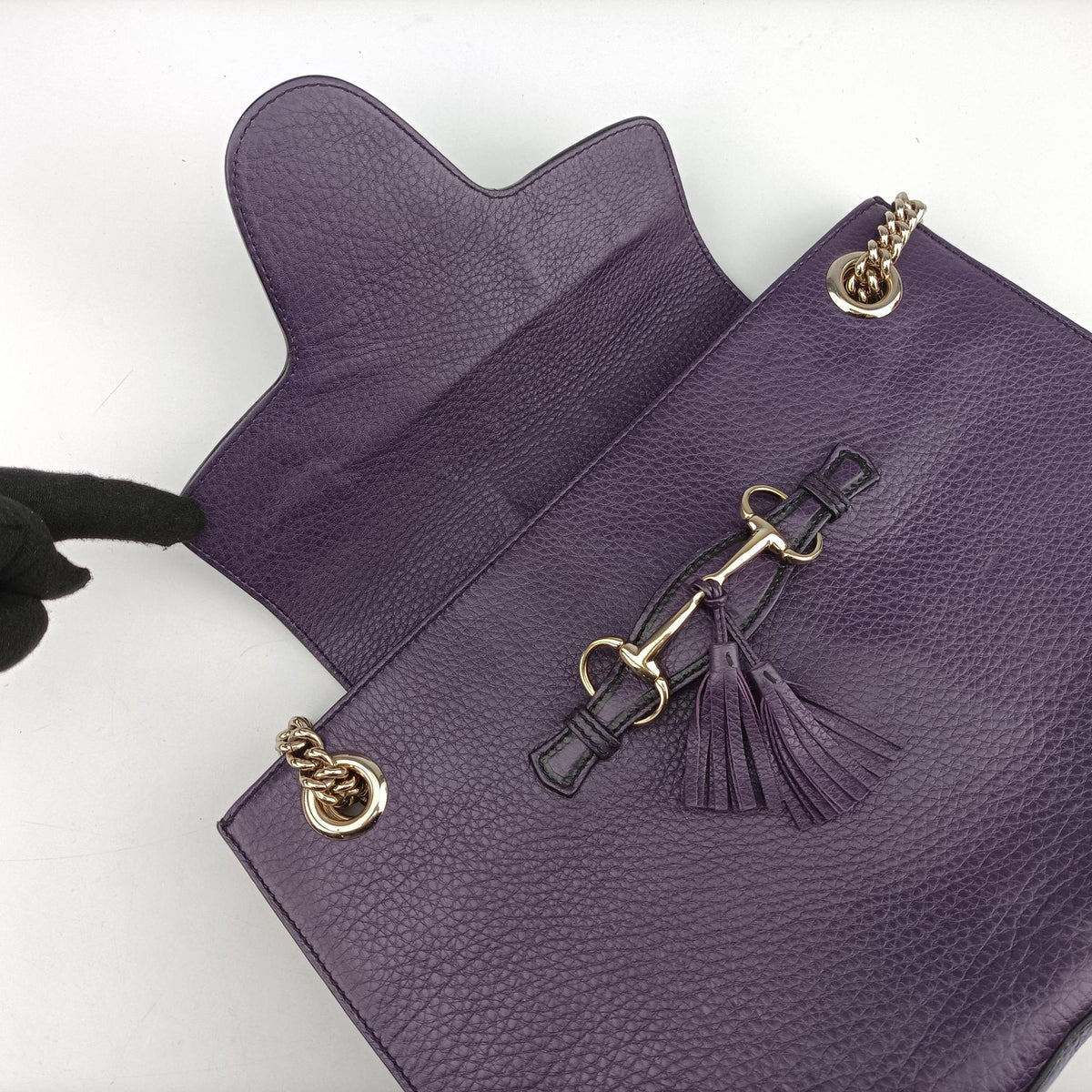 Pre-owned Gucci Emily Purple Leather 295403 shoulderbag | stylenewstar