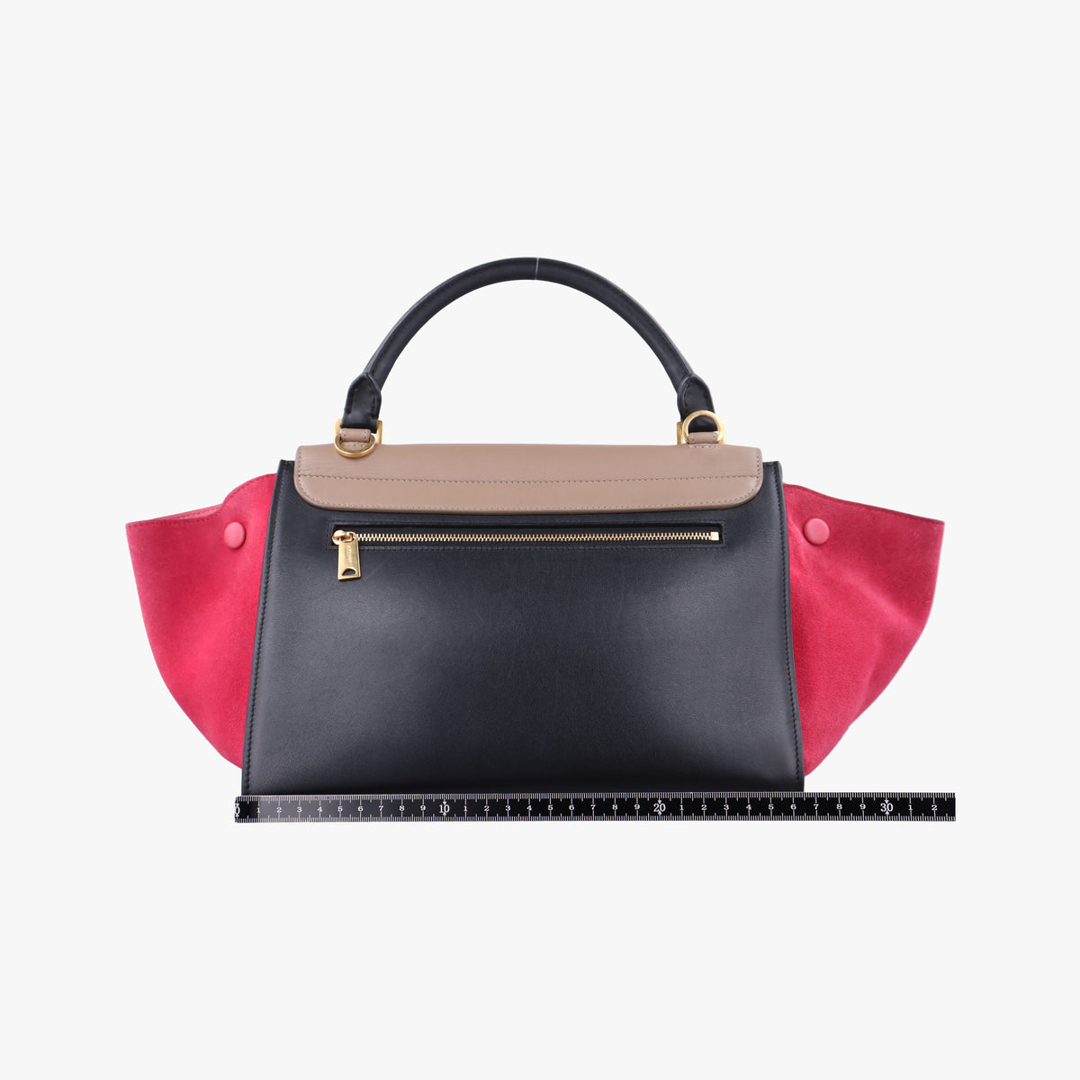 Pre-owned Celine Trapeze Beige×black×pink Suede × leather  shoulderbag | stylenewstar