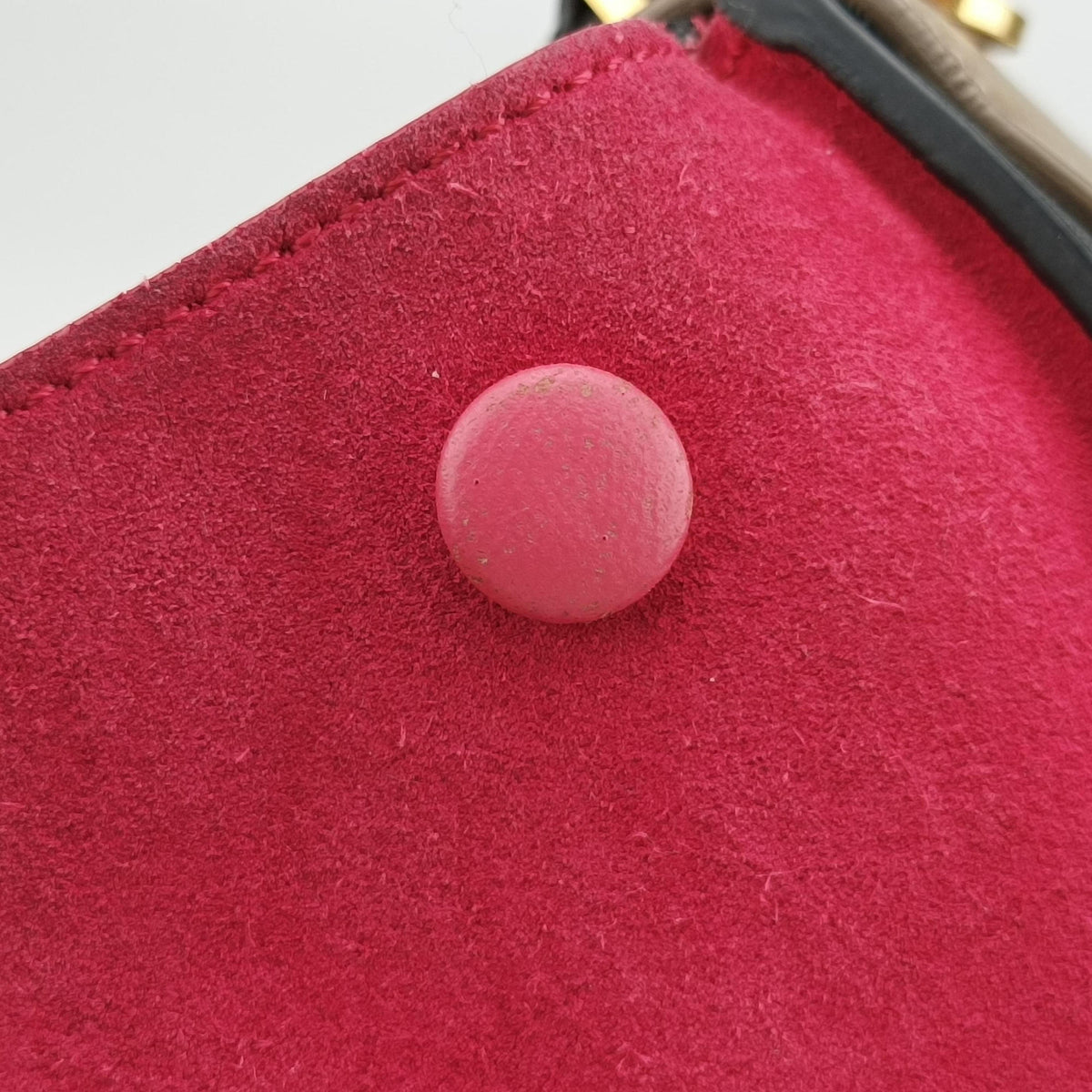Pre-owned Celine Trapeze Beige×black×pink Suede × leather  shoulderbag | stylenewstar