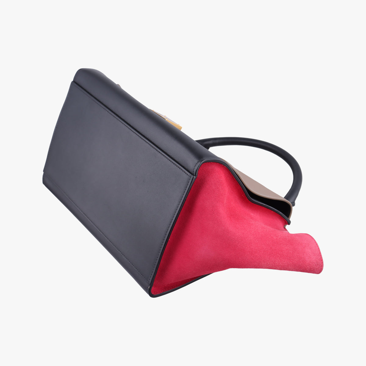 Pre-owned Celine Trapeze Beige×black×pink Suede × leather  shoulderbag | stylenewstar
