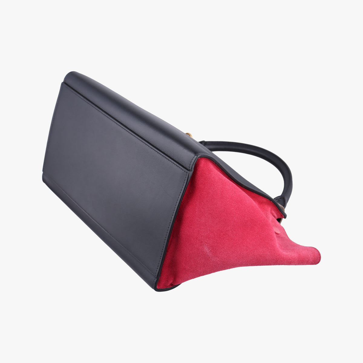 Pre-owned Celine Trapeze Beige×black×pink Suede × leather  shoulderbag | stylenewstar