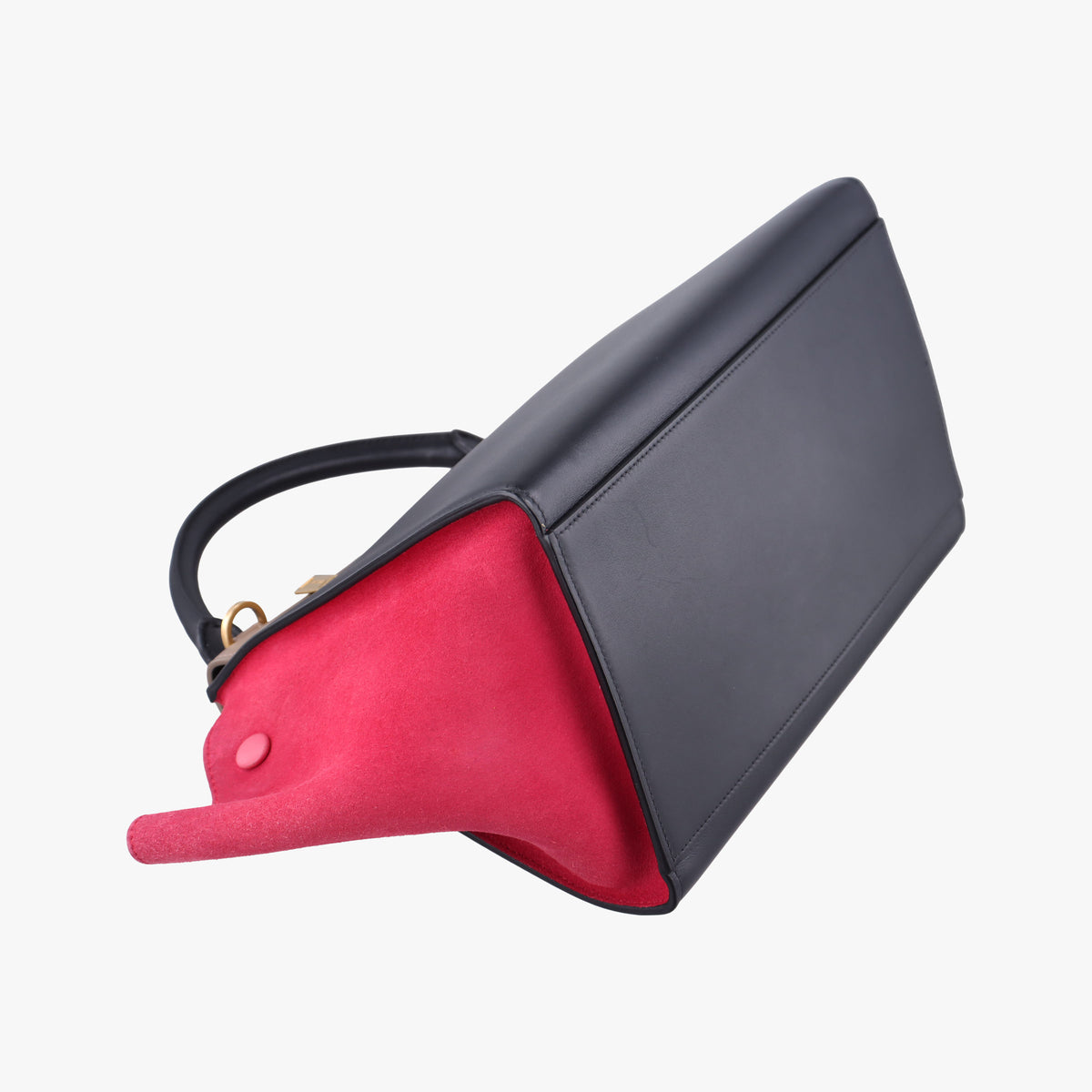 Pre-owned Celine Trapeze Beige×black×pink Suede × leather  shoulderbag | stylenewstar