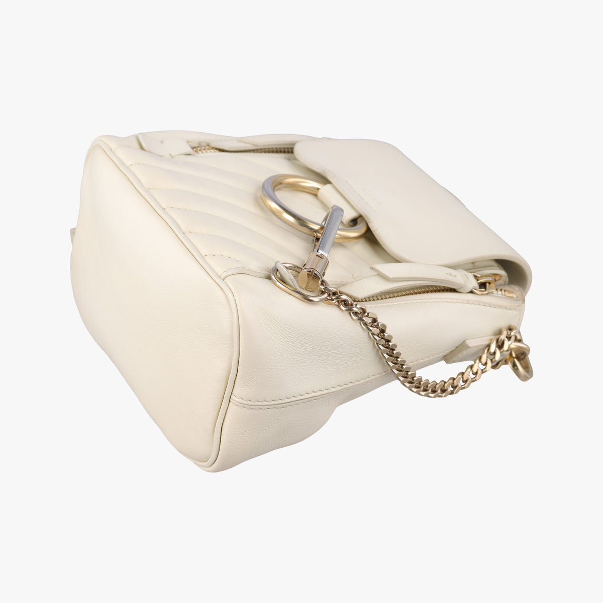 Pre-owned Chloe FAYE mini White leather  shoulderbag | stylenewstar