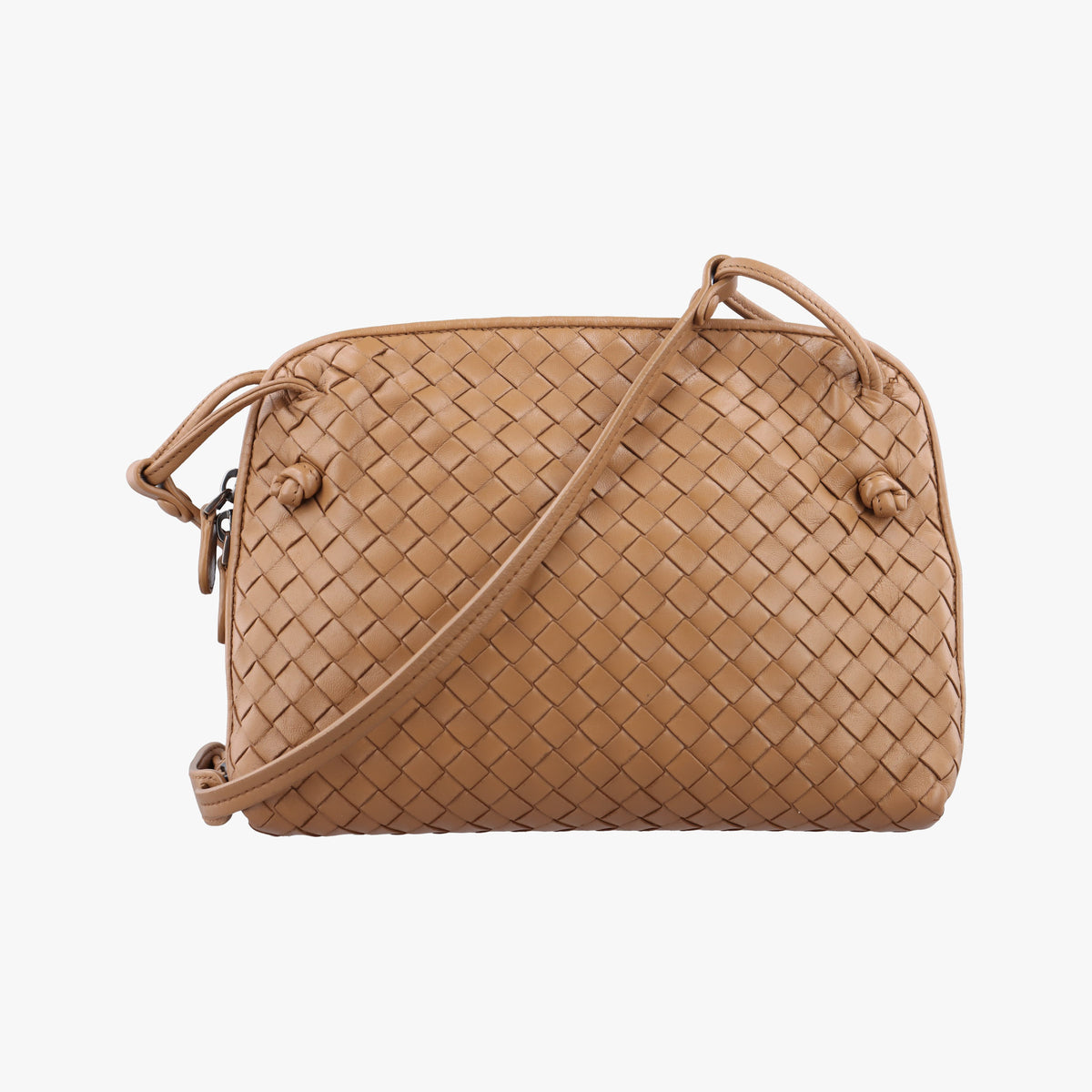 Pre-owned Bottega Veneta Nodini Intrecciato Beige Lambskin  shoulderbag | stylenewstar