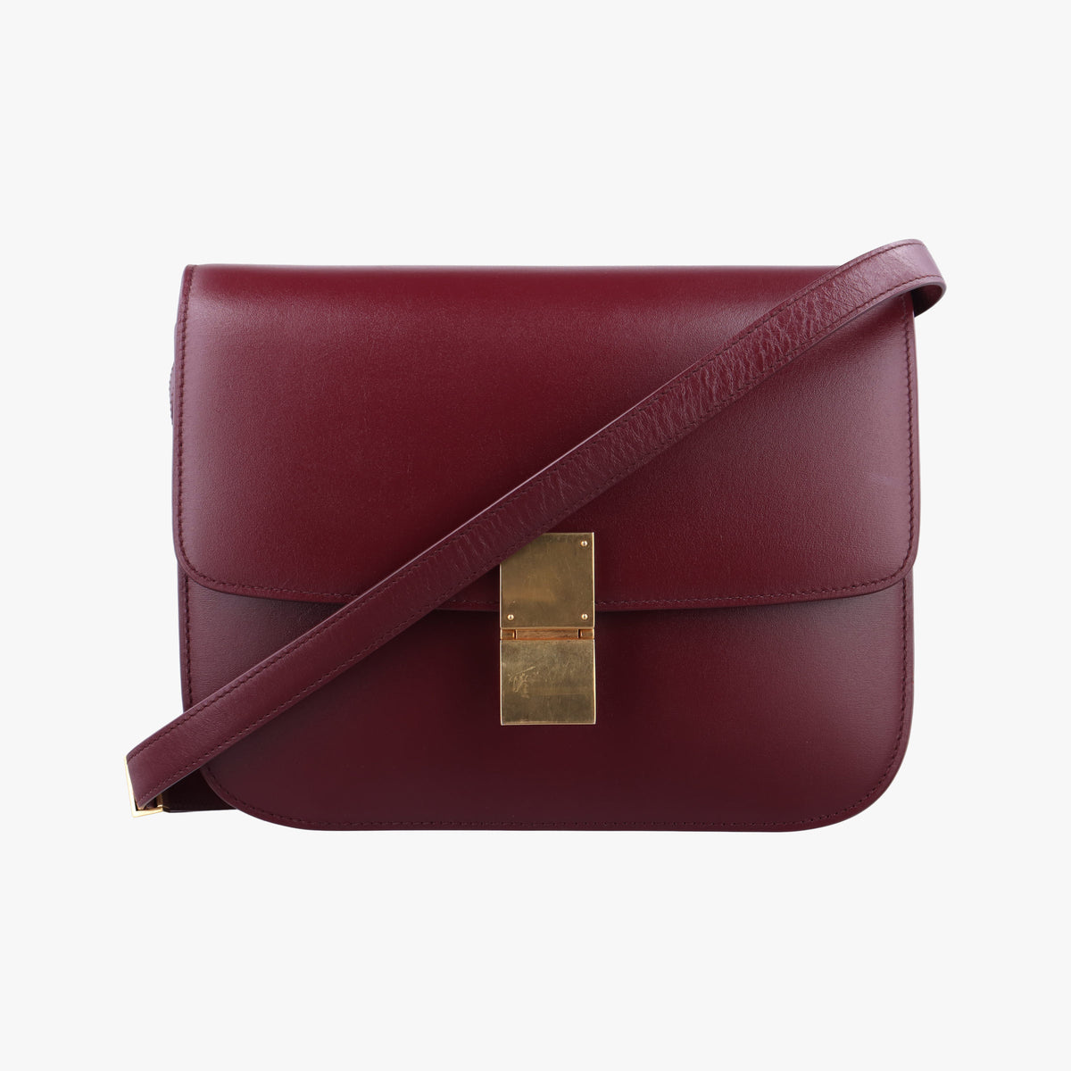 Vintage Celine Classic Box Burgundy Leather  shoulderbag | stylenewstar