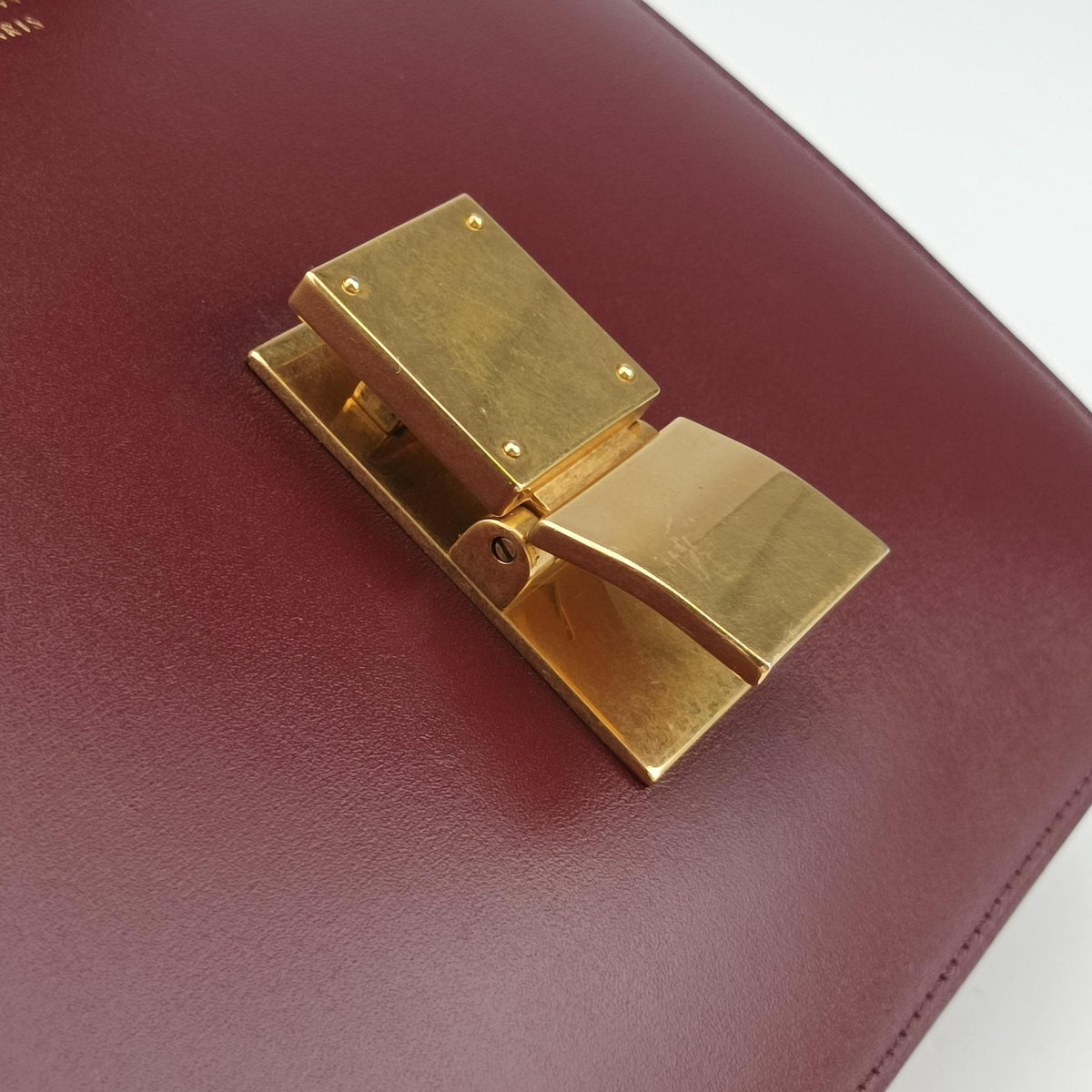 Vintage Celine Classic Box Burgundy Leather  shoulderbag | stylenewstar