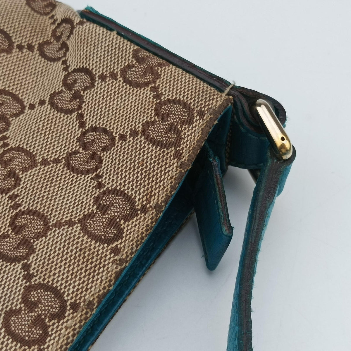 Secondhand Gucci GG Canvas Horsebit Beige×Blue canvas×leather 141506 shoulderbag | stylenewstar