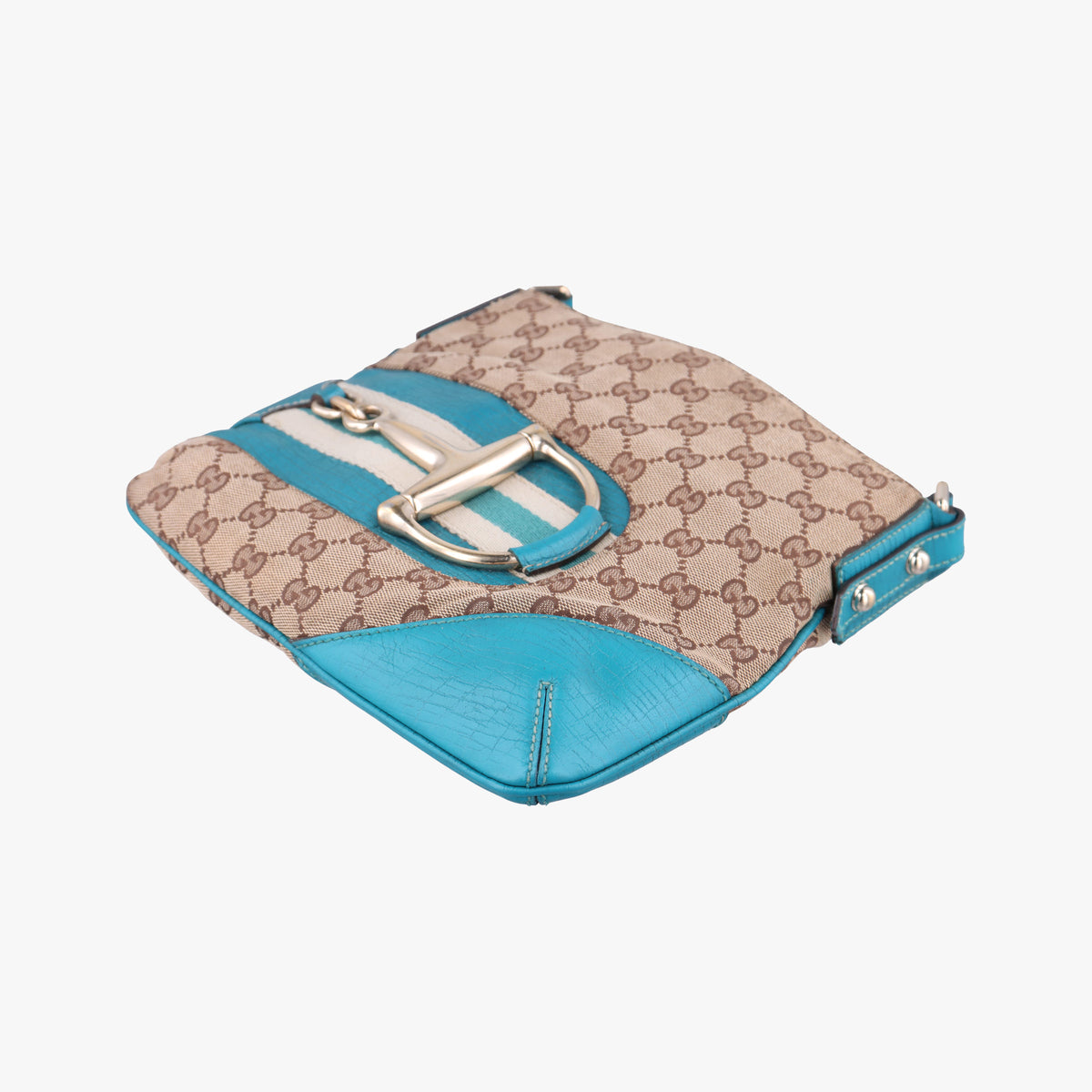 Secondhand Gucci GG Canvas Horsebit Beige×Blue canvas×leather 141506 shoulderbag | stylenewstar