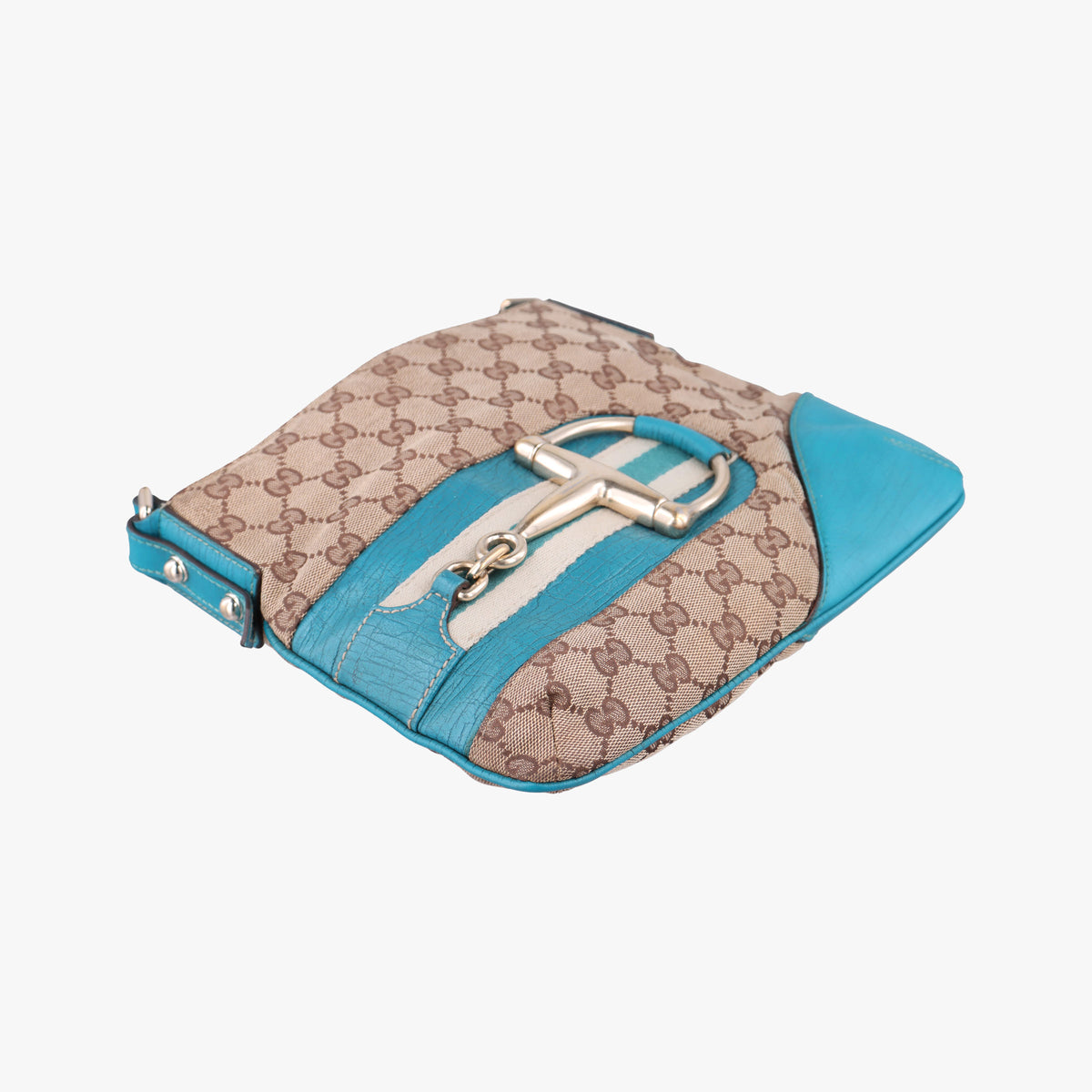 Secondhand Gucci GG Canvas Horsebit Beige×Blue canvas×leather 141506 shoulderbag | stylenewstar
