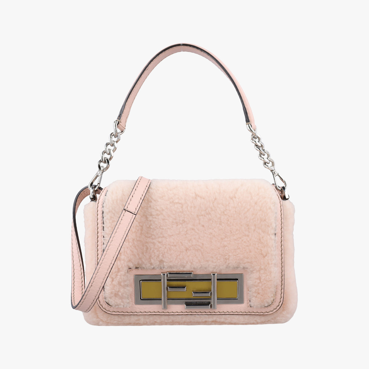 Secondhand Fendi 3 BAGUETTE Pink fur 8BR757 shoulderbag | stylenewstar