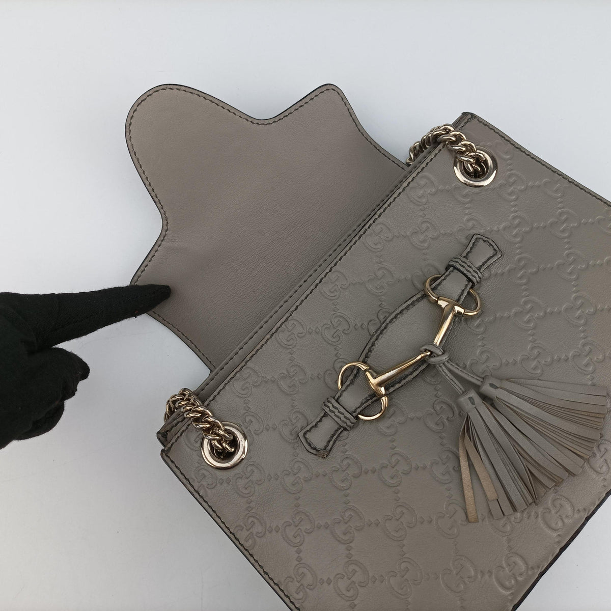 Vintage Gucci Emily Grey Leather 369621 shoulderbag | stylenewstar