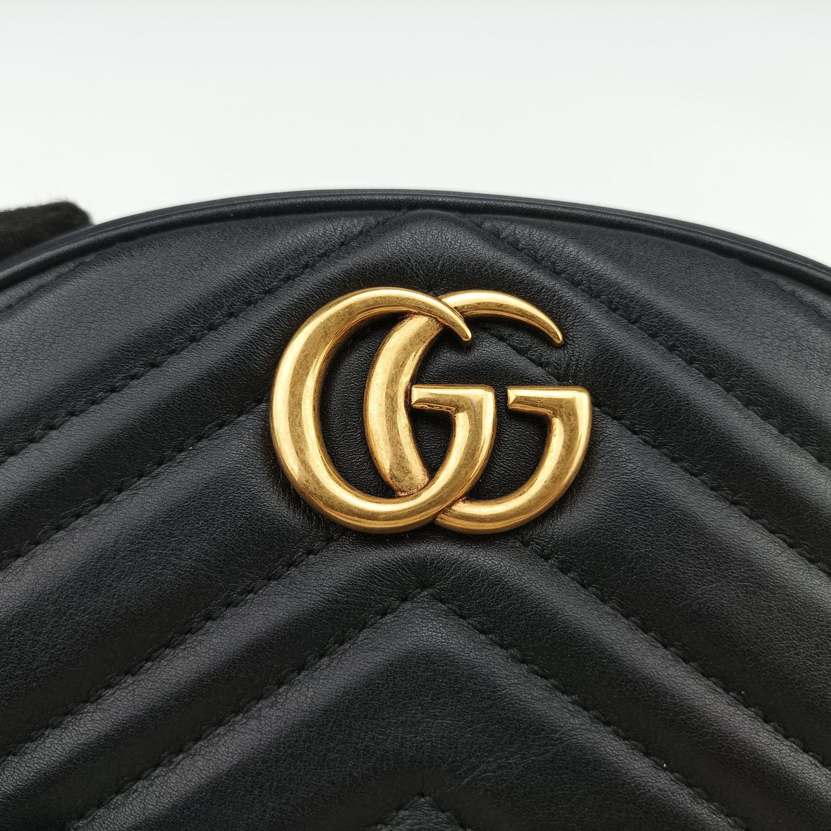 Pre-owned Gucci GG Marmont Black Leather 476434 bum bag/waist bag | stylenewstar