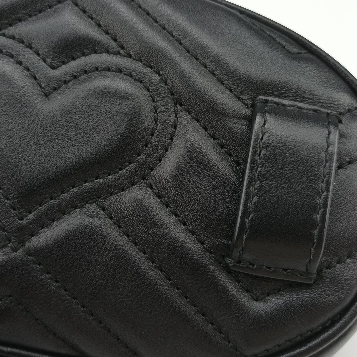 Pre-owned Gucci GG Marmont Black Leather 476434 bum bag/waist bag | stylenewstar