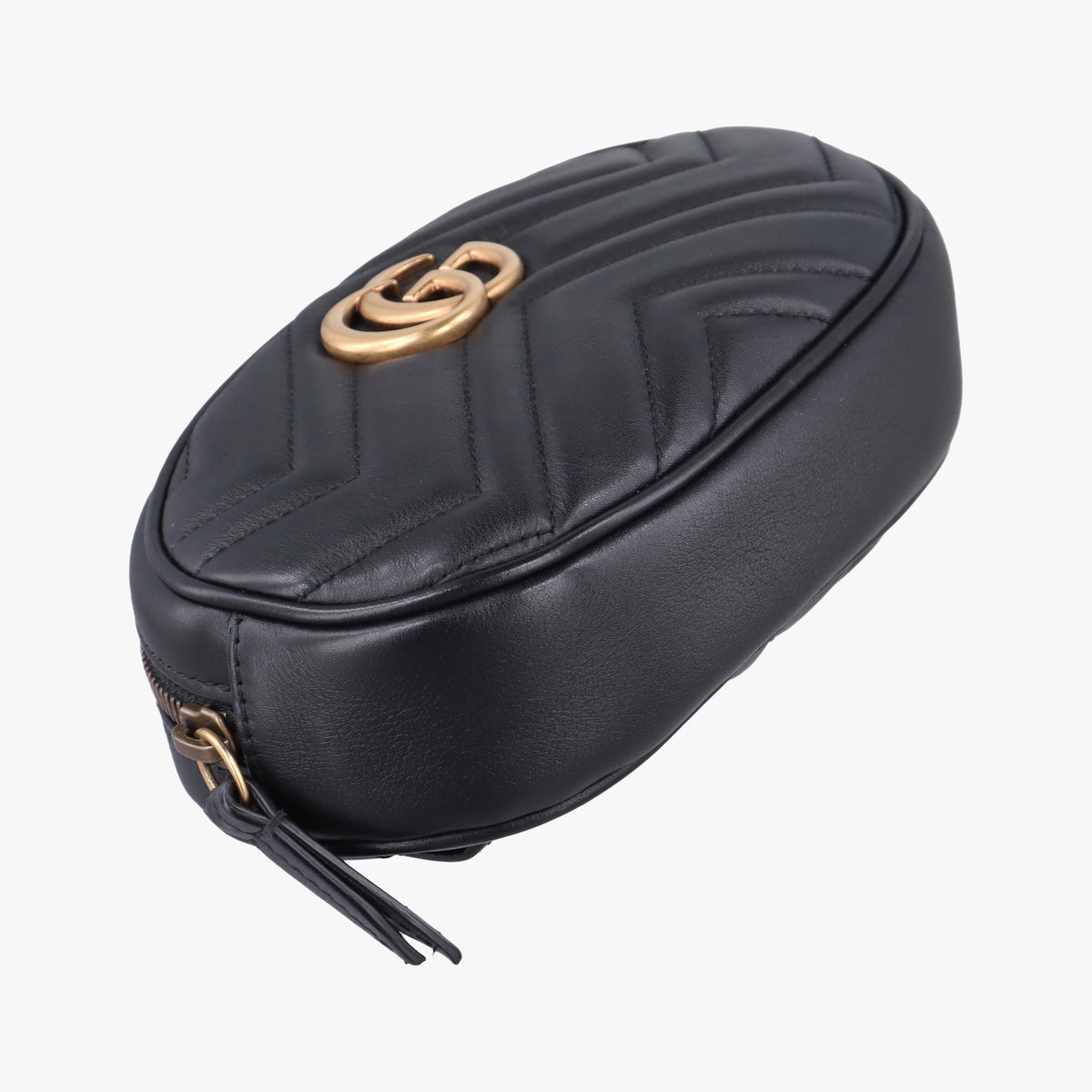 Pre-owned Gucci GG Marmont Black Leather 476434 bum bag/waist bag | stylenewstar
