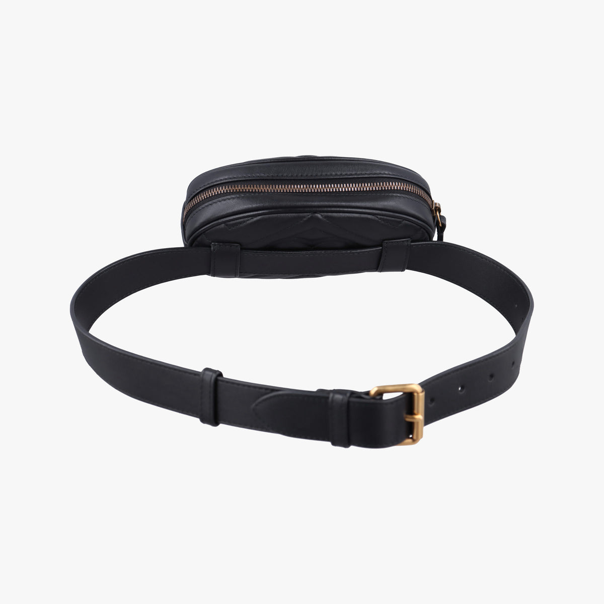 Pre-owned Gucci GG Marmont Black Leather 476434 bum bag/waist bag | stylenewstar