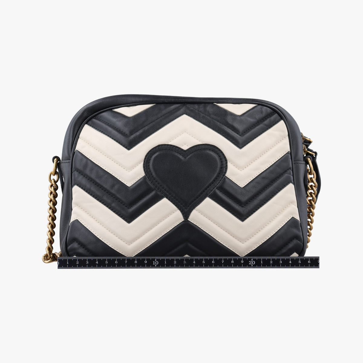 Pre-owned Gucci GG Marmont Black×white Leather 443499 shoulderbag | stylenewstar