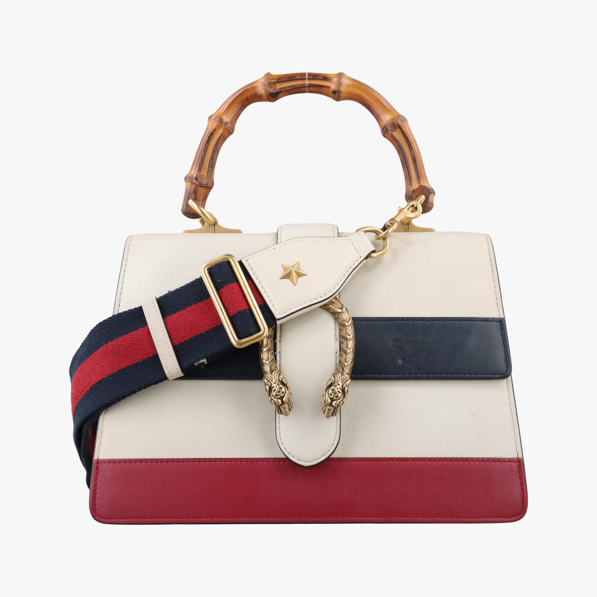 Vintage Gucci Dionysus bamboo White×navy×red Leather 448075 shoulderbag | stylenewstar