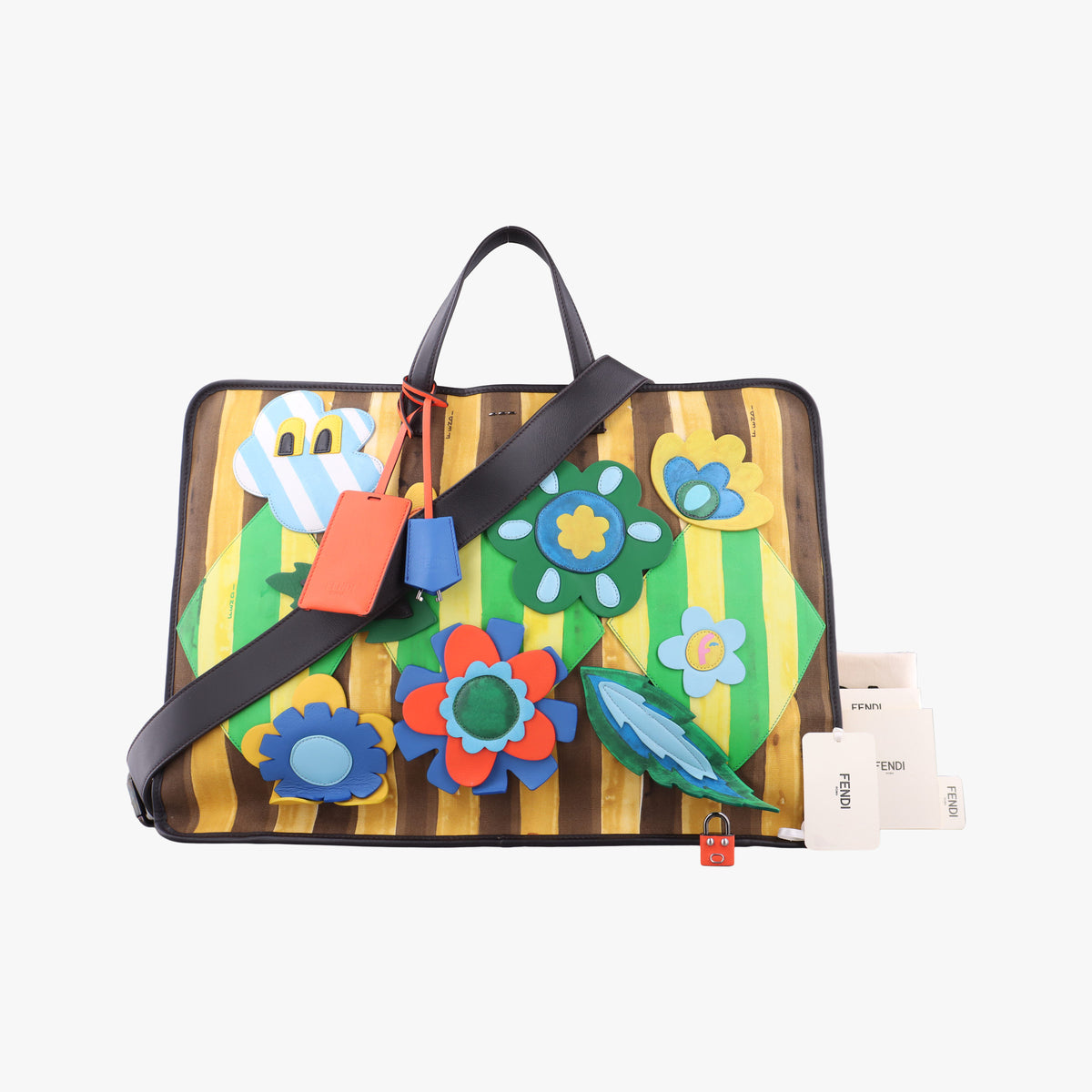 Pre-owned Fendi Floral briefcase Multicolour canvas 7VV131 shoulderbag | stylenewstar