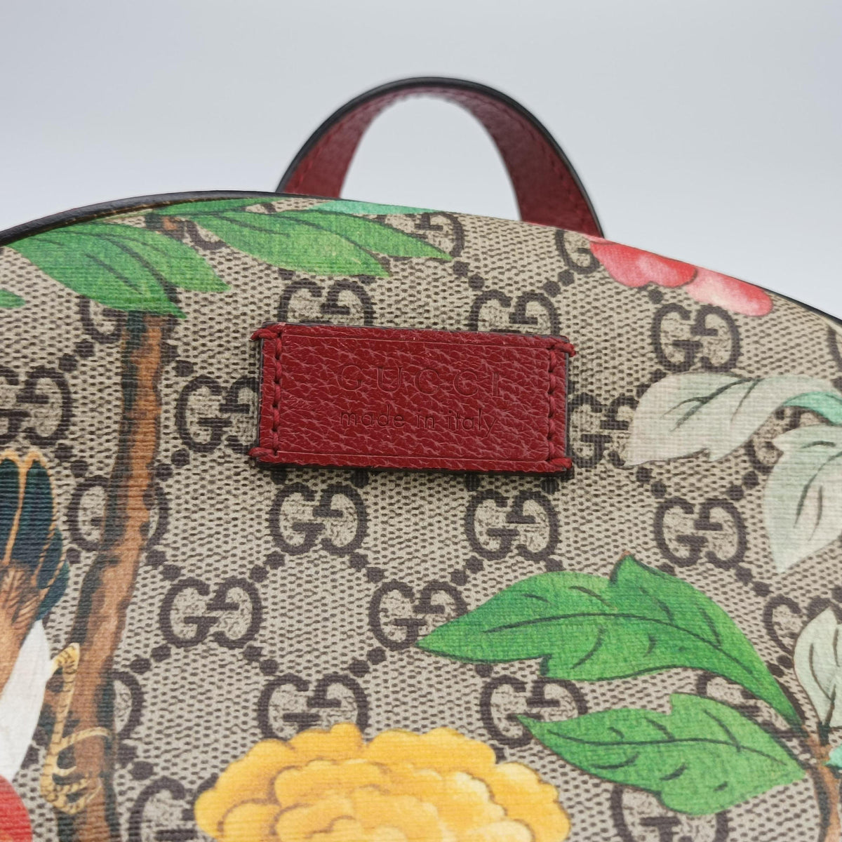 Pre-owned Gucci GG Supreme Tian beige×Multicolour PVC coated canvas×Leather 427042 backpack/rucksack | stylenewstar