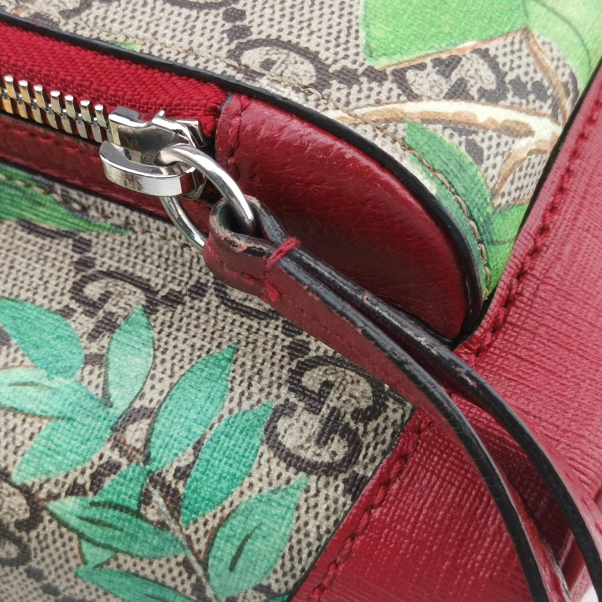 Pre-owned Gucci GG Supreme Tian beige×Multicolour PVC coated canvas×Leather 427042 backpack/rucksack | stylenewstar
